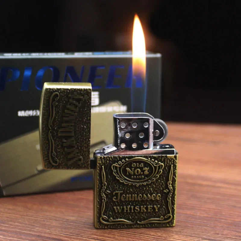 

Retro Jack Bronze Metal Gas lighter，Inflatable Butane Flint Wheels Cigarette Lighter，Fire Smoker Best Gift Men Gadget，men's gift