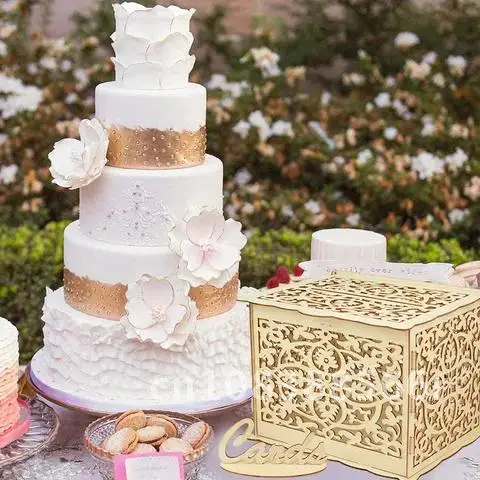 

Wedding Gift Birthday Supplies DIY Mr & Mrs Couple Wooden Card Money Box Case With Lock Hollow Floral Pattern Card Boxes