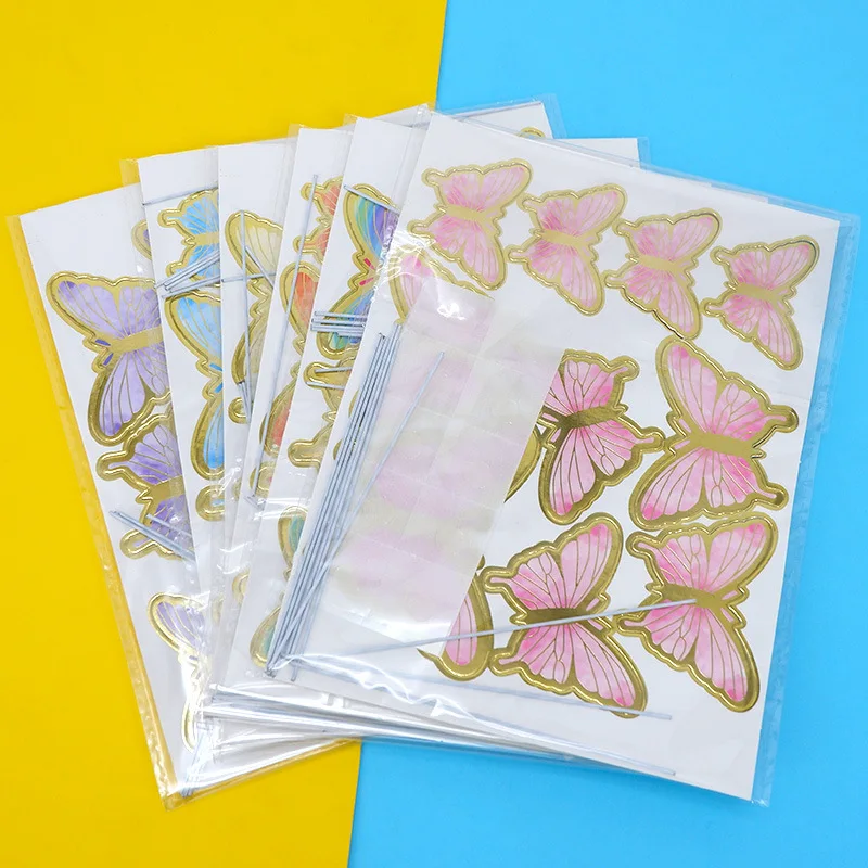 Butterfly Cake Topper Flag Multicolor Anniversary Happy Birthday Wedding Cupcake Topper Baking Party Flag Baby Shower Cake Decor cake topper cake decorations cake toppers