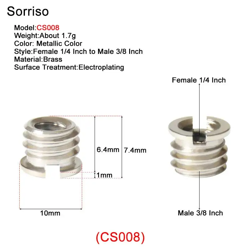 Kamera-Schrauben-Adapter 1/4 auf M8 M10 Männlich Schraube für Stativ