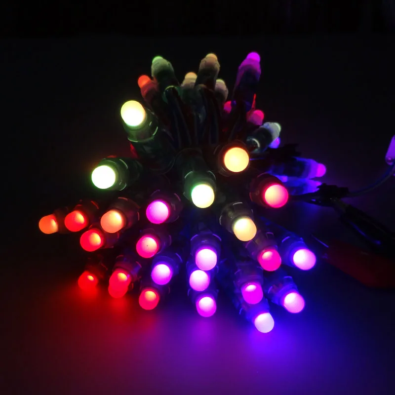 500-1000pc WS2811 RGB LED Modules 12mm String Light IP68 DC12V Waterproof Connector Programmable 18AWG Green Wire Led Pixel Lamp