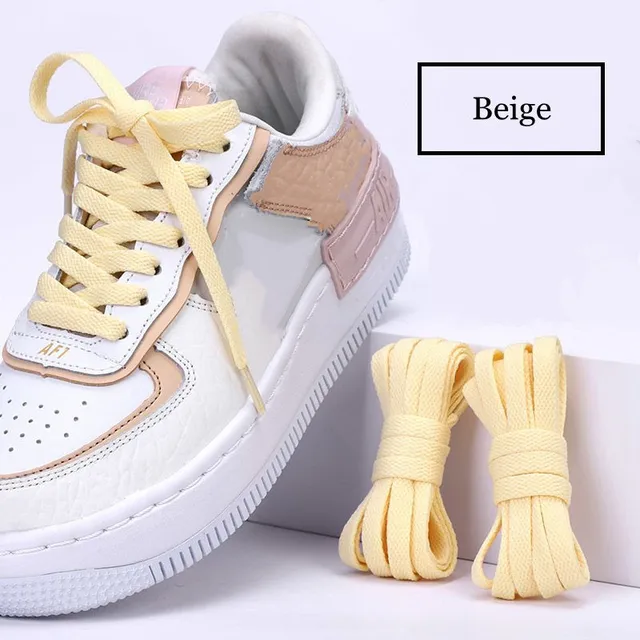 1Pair 36colors Air Force One Flats Shoelaces Classic Shoe Laces Sneaker White  Sports Men Women Children Shoelace Casual Strings Beige