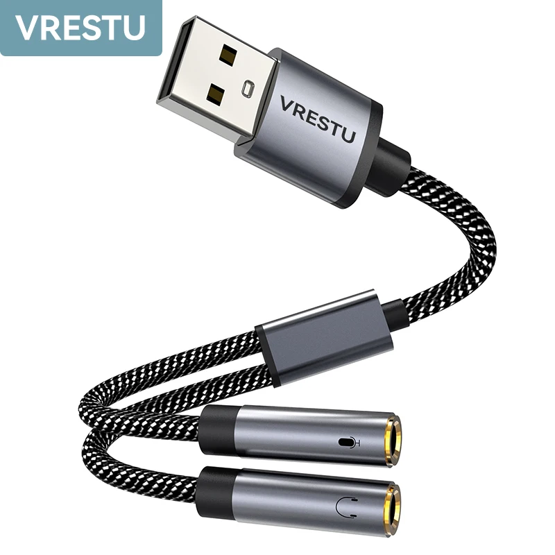 sound card adapter USB External 3.5mm Female for Macbook Computer Laptop PC PS5