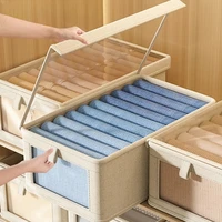 Clothes Organizer with Clear Cover Large Capacity Clothing Storage Box Oxford Cloth Jeans Underwear Bra Socks Wardrobe Organizer 1
