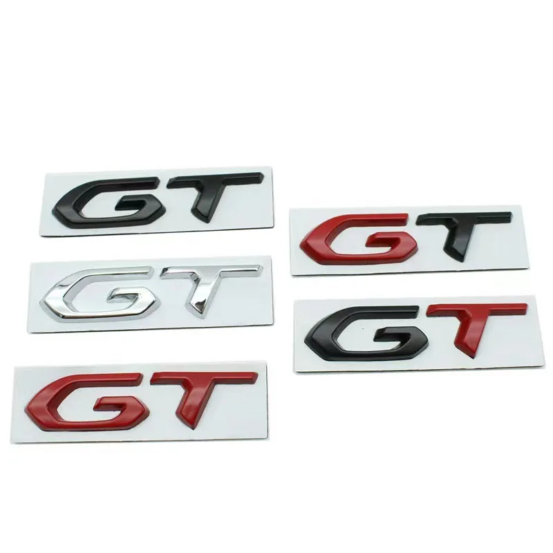 3D Metal Letters Gt Logo Car Fender Trunk Emblem Badge Per Vw Ford Kia Peugeot 208 308 508 2008 3008 5008 Gt Sticker Accessori