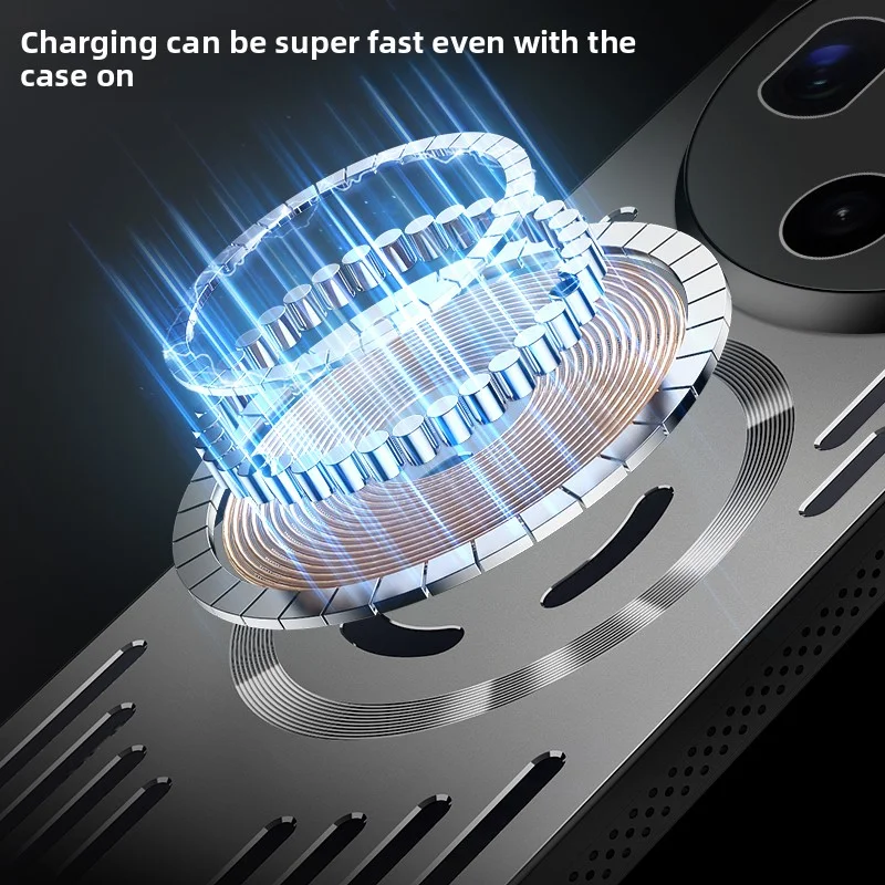Premium Hard Metal Magnetic Case with Heat Dissipation & Wireless Charging Compatibility - Protective Back Cover