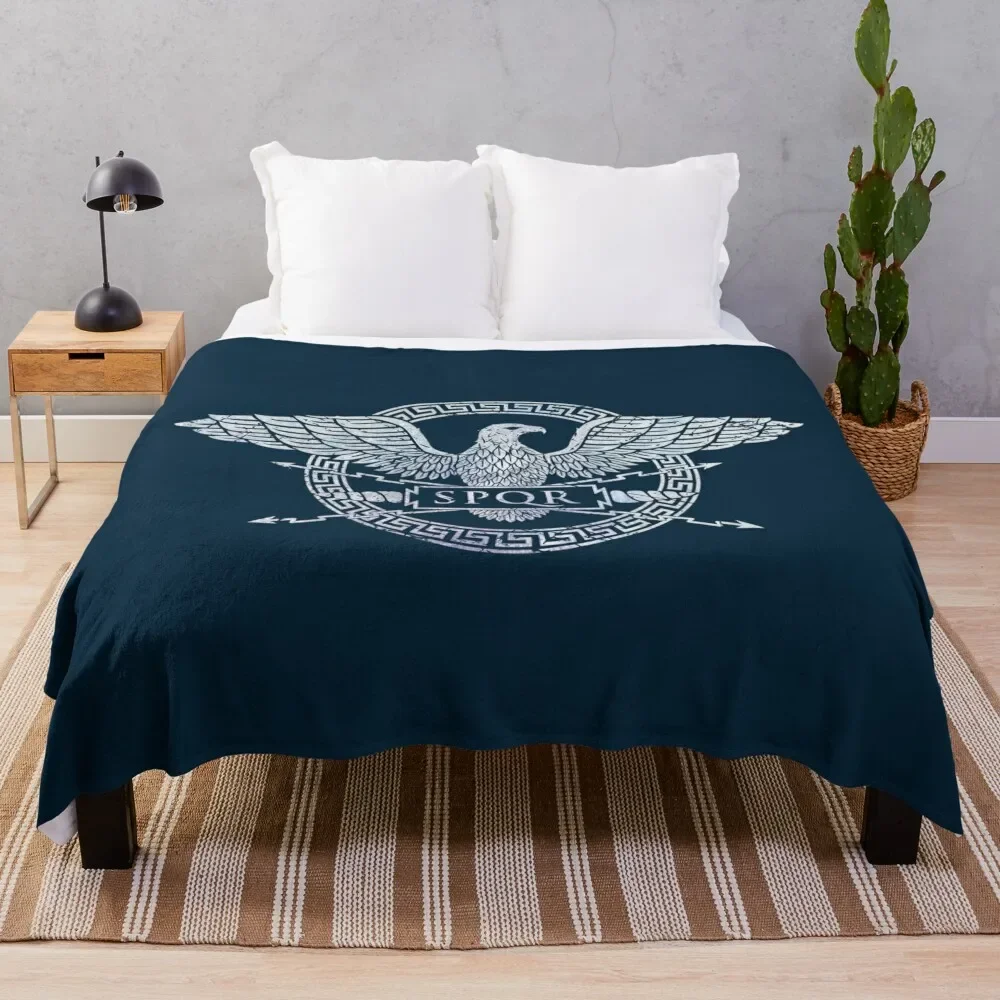 

SPQR Roman Empire Eagle Emblem - Vintage White Throw Blanket Summer Blanket cosplay anime For Sofa manga