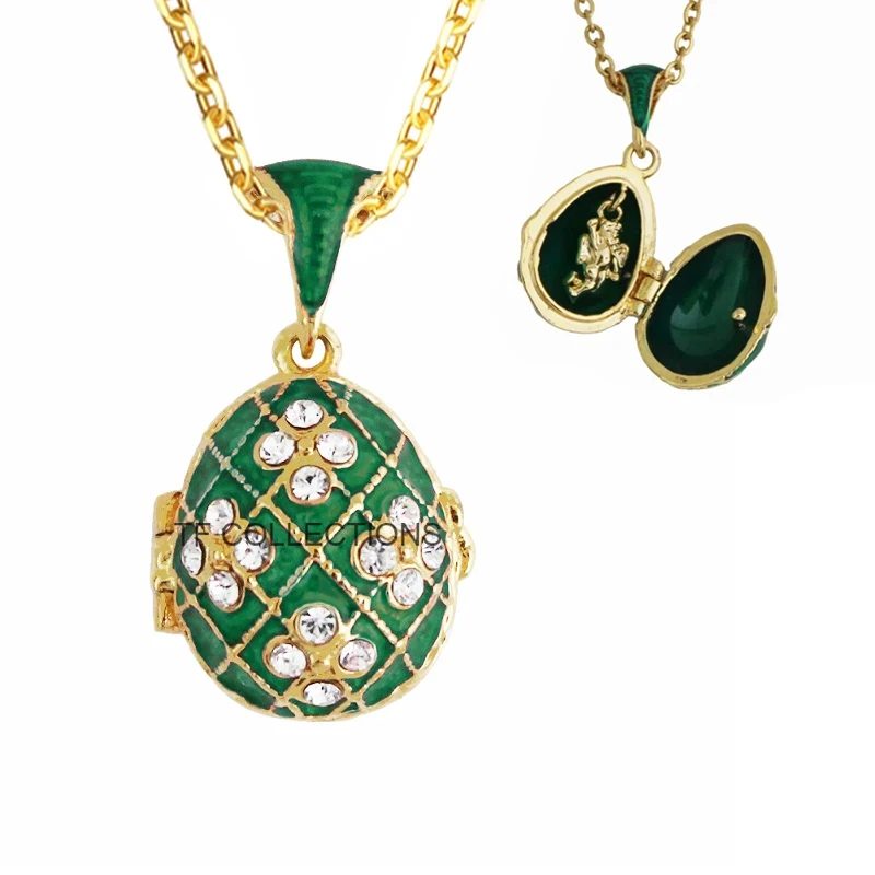 YAFFIL 2025 New Enamel Handmade Brass Vintage Egg Crystal Necklace That Can Be Opened As A Gift For A Woman Or Child 5