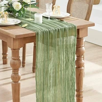 Semi-Sheer Gauze Table Runner Burlap Cheesecloth Setting Dining Rustic Country Wedding Birthday Decor Vintage Table Linens 5