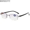 Far and Near Dual-use Reading Glasses High-tech Anti-blue Light Simple Slice Frameless Anti-radiation Reading Glasses 0 To +4.0