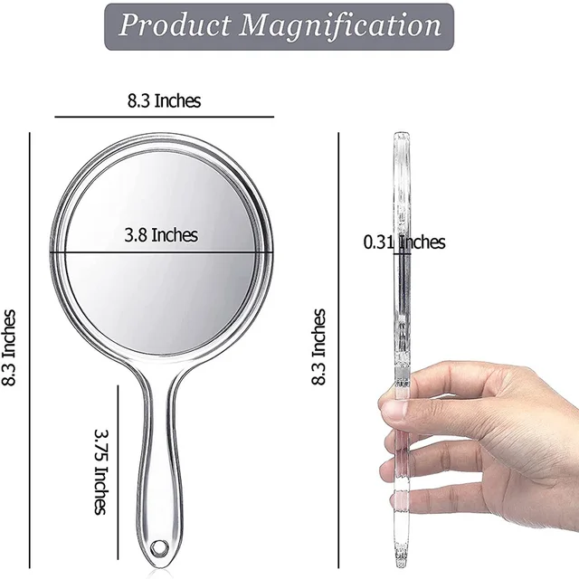 Miroir de maquillage grossissant double face avec poignée, miroir de détermination, barbiers de salon à domicile, coiffeurs, miroir à main pratique, 1x, 3x 3