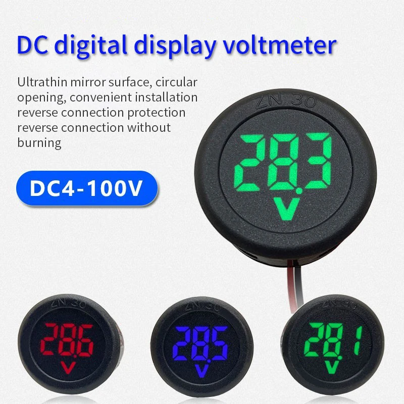 DC-4-100V-LED-Digital-Display-Circular-Two-wire-Voltmeter-DC-Digital ...