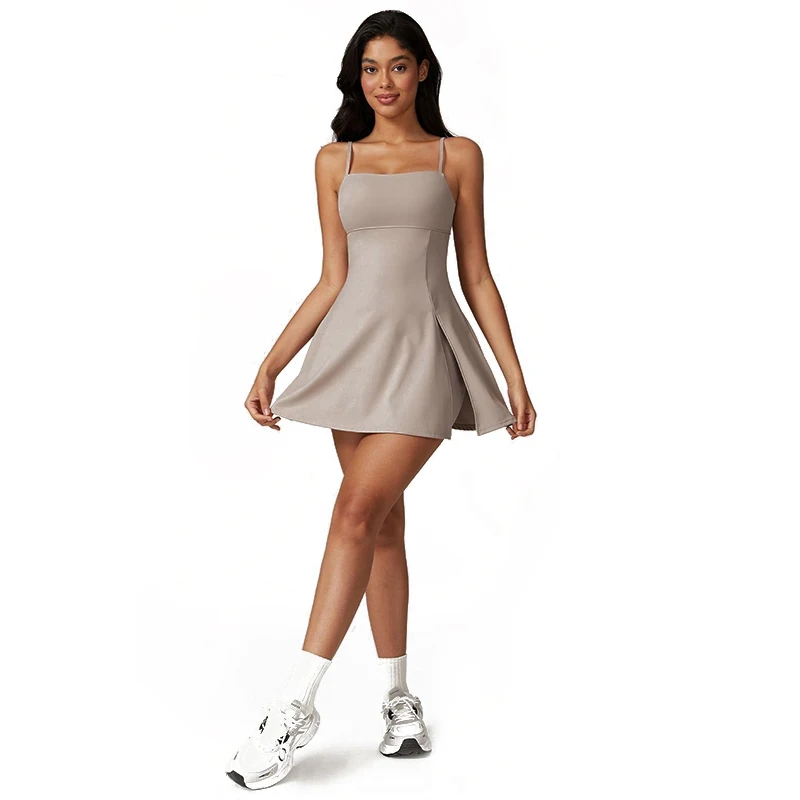 Sports dress with chest cushion breathable outdoor golf back yoga pants tennis skirt with leggings