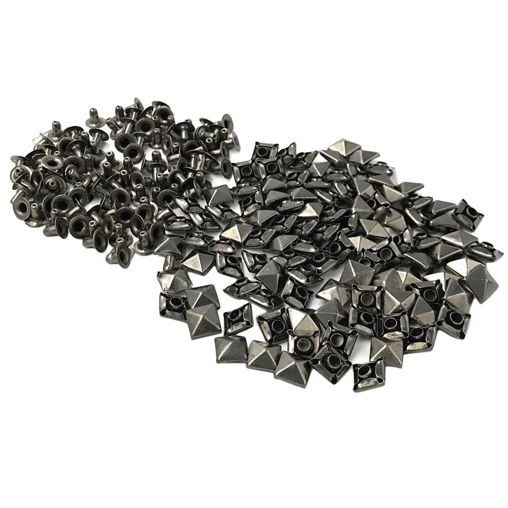 100 Sets Square Copper Rivet Studs Leathercraft DIY Clothing Accessories