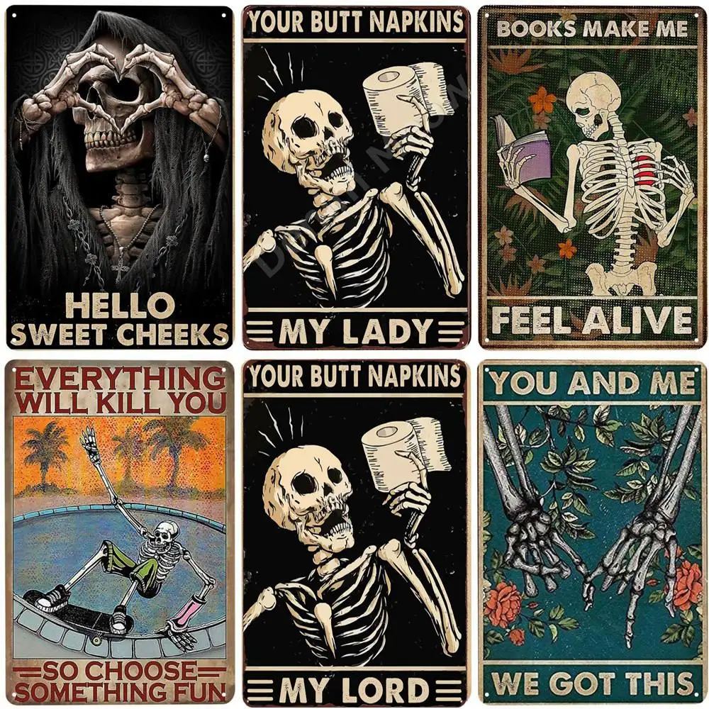 You and Me We Got This Skull Vintage Metal Tin Sign Skeleton Retro