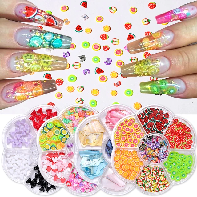 50pcs Colorful Fruit Cut Slices Polymer Clay Sticks Cartoon Flower Heart  Design DIY Soft Pottery Nails Tips Manicure Accessories - AliExpress