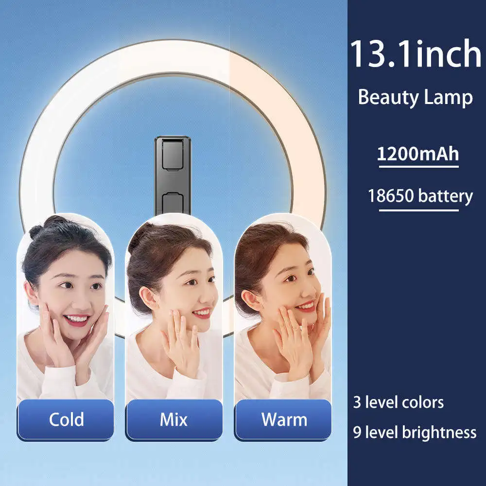 2.3M 무선 셀카봉 접이식 미니 삼각대, 10인치 원형 조명 포함, 비디오 녹화 및 라이브 스트리밍용