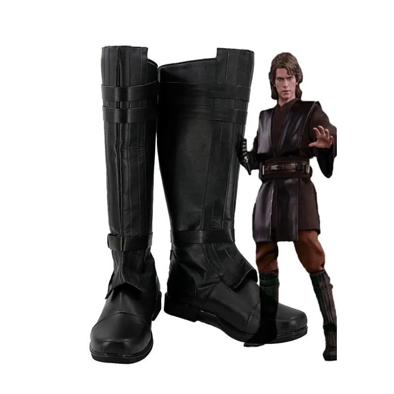 

Anakin Skywalker Cosplay Shoes Black Boots Custom Made Any Size Can be Made