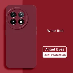 Angel Eyes Square Liquid Silicone Soft Camera Protective Shockproof Phone Case - Fashionable and Durable Cover for OnePlus 11R (Wine Red)