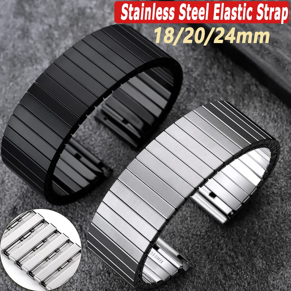 Stainless Steel Elastic Stretch Watch Band Bracelet - Universal Metal Expansion Strap