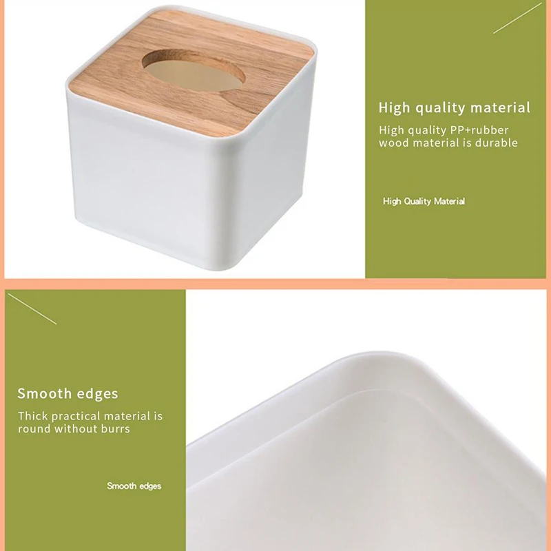 Home Tissue Paper Dispenser White Tissue Box Napkin Containers Wood Cover Smooth Wooden Facial Container tissue box tissue dispenser napkin holder