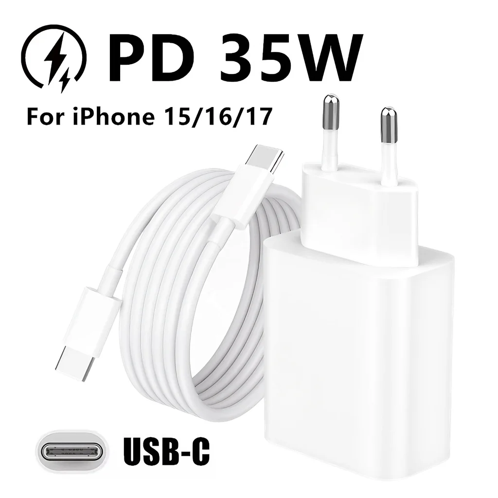 Chargeur PD rapide USB C 35W, pour iPhone 15 16 17 Pro Max Air 15 16 Plus Samsung S25 Xiaomi 17 Type C à Type C, câble de charge rapide