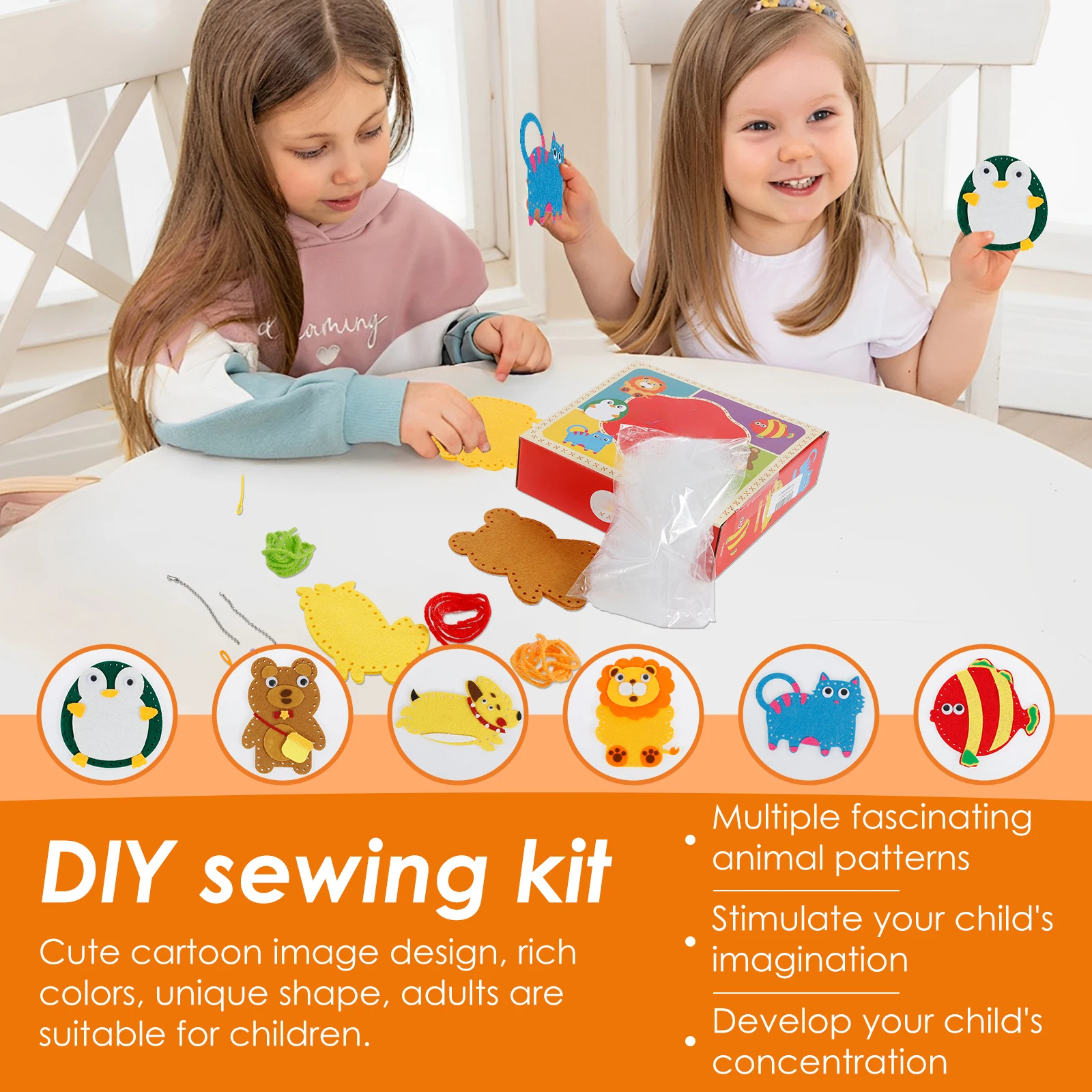 Kids Sewing Kit Fun Educational Beginner DIY Felt Craft Beginners Set Girl Art Toy