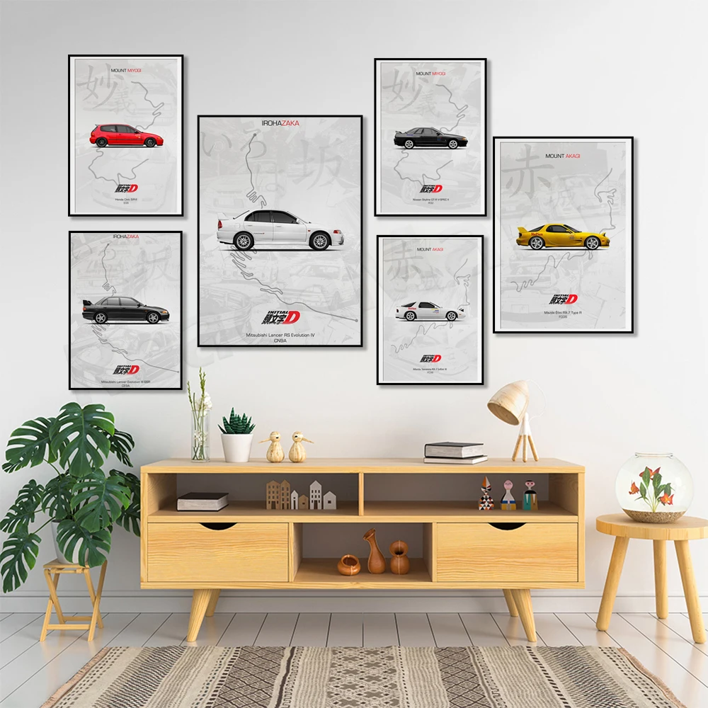 Initial D Nissan Skyline GT-R R32 Anime Poster, Japanese Car Poster Canvas