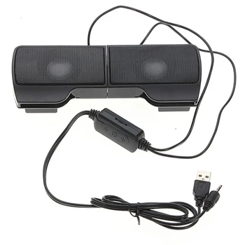 미니 휴대용 클립 USB 스테레오 스피커 라인 컨트롤러 사운드 바 1 쌍, 노트북 Mp3 전화 음악 플레이어 PC 클립 포함