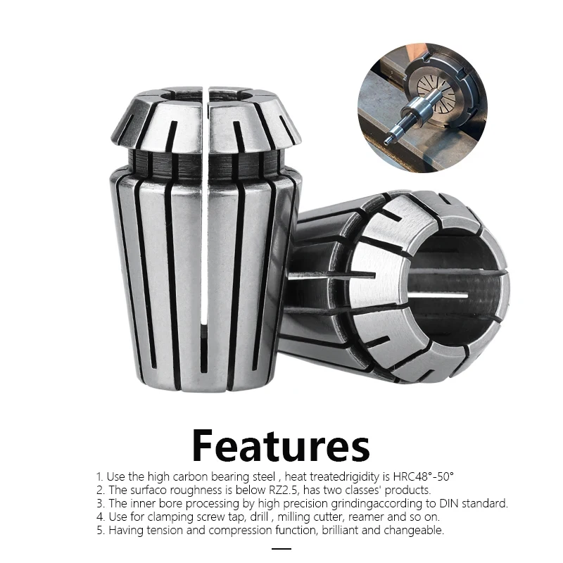 XCAN Spring Collet Precision Collet Chuck Set ER8 ER16 ER20 ER25 ER32 ER40 For CNC Engraving Machine Milling Lathe Tool Holder