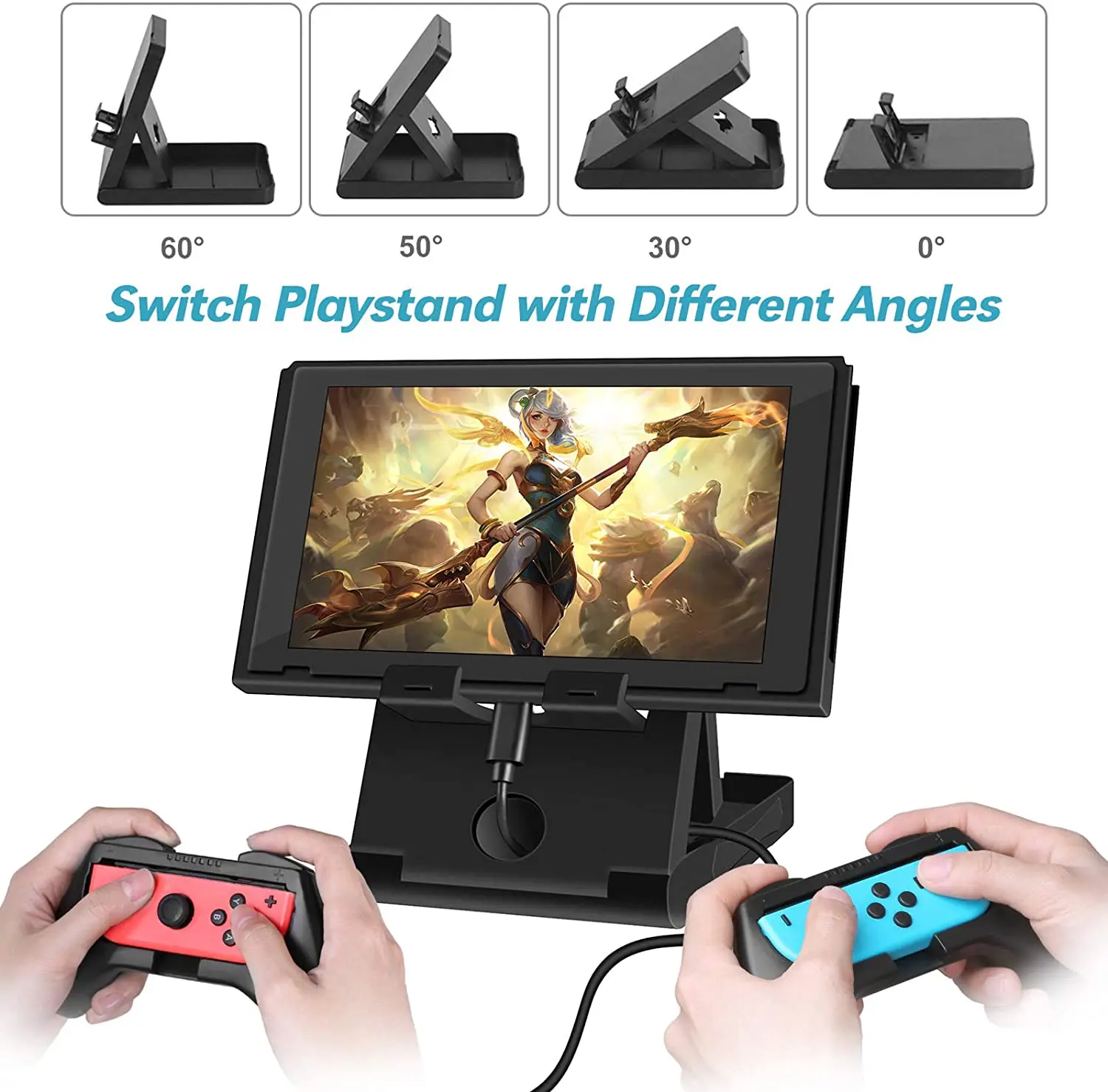 Switch Accessories Bundle, Kit with Carrying Case, Protective Case with  Screen Protector, Compact Playstand,Game Case, Joystick Cap, Charging Dock