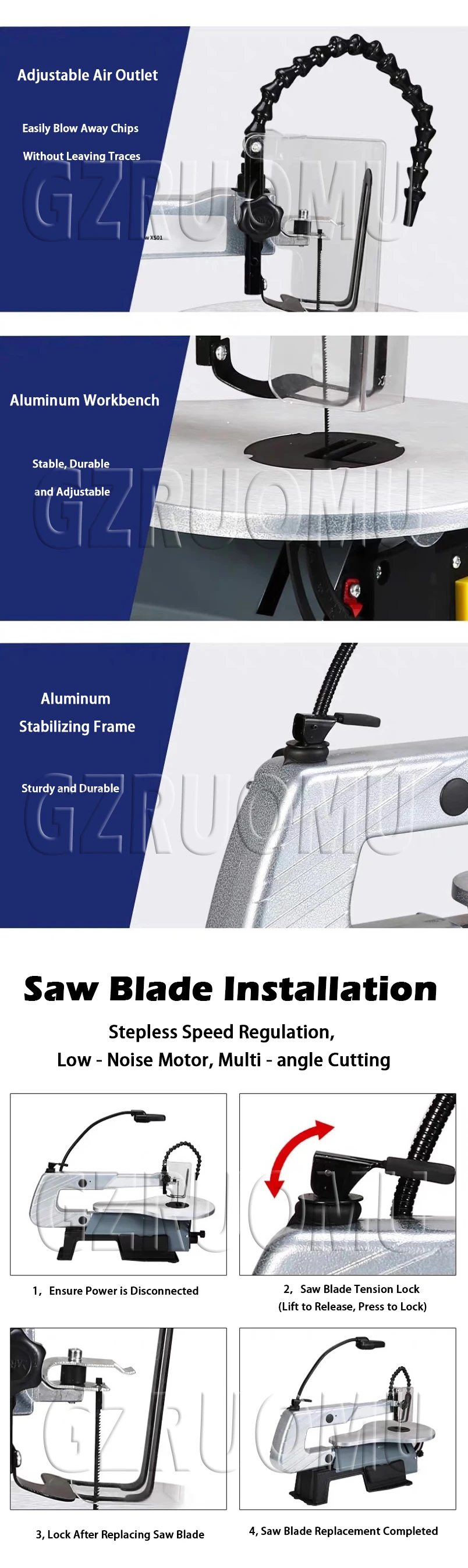 Electric Desktop Woodworking Band Saw Machine Small Multifunction Curve Cutting