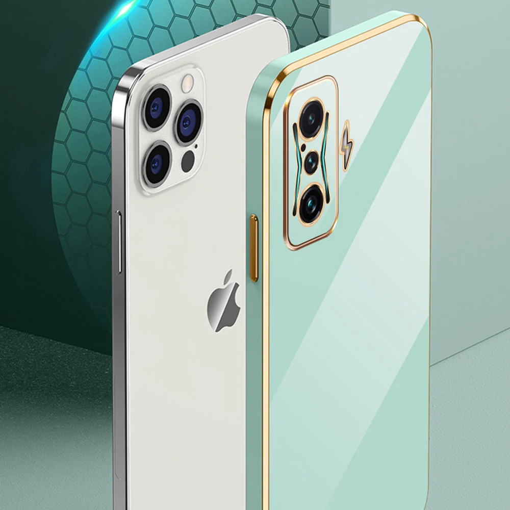 Luxury Square Plating Shockproof Soft Silicone Back Cover Case
