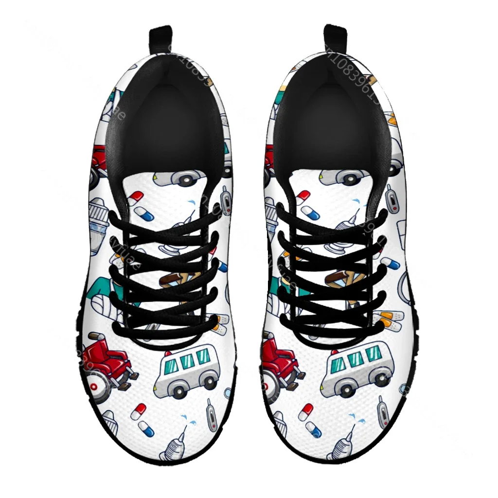 Nurse Casual Shoes White Ambulance Medical Equipment Sneakers First Aid Printing Summer Breathable Mesh Sneakers