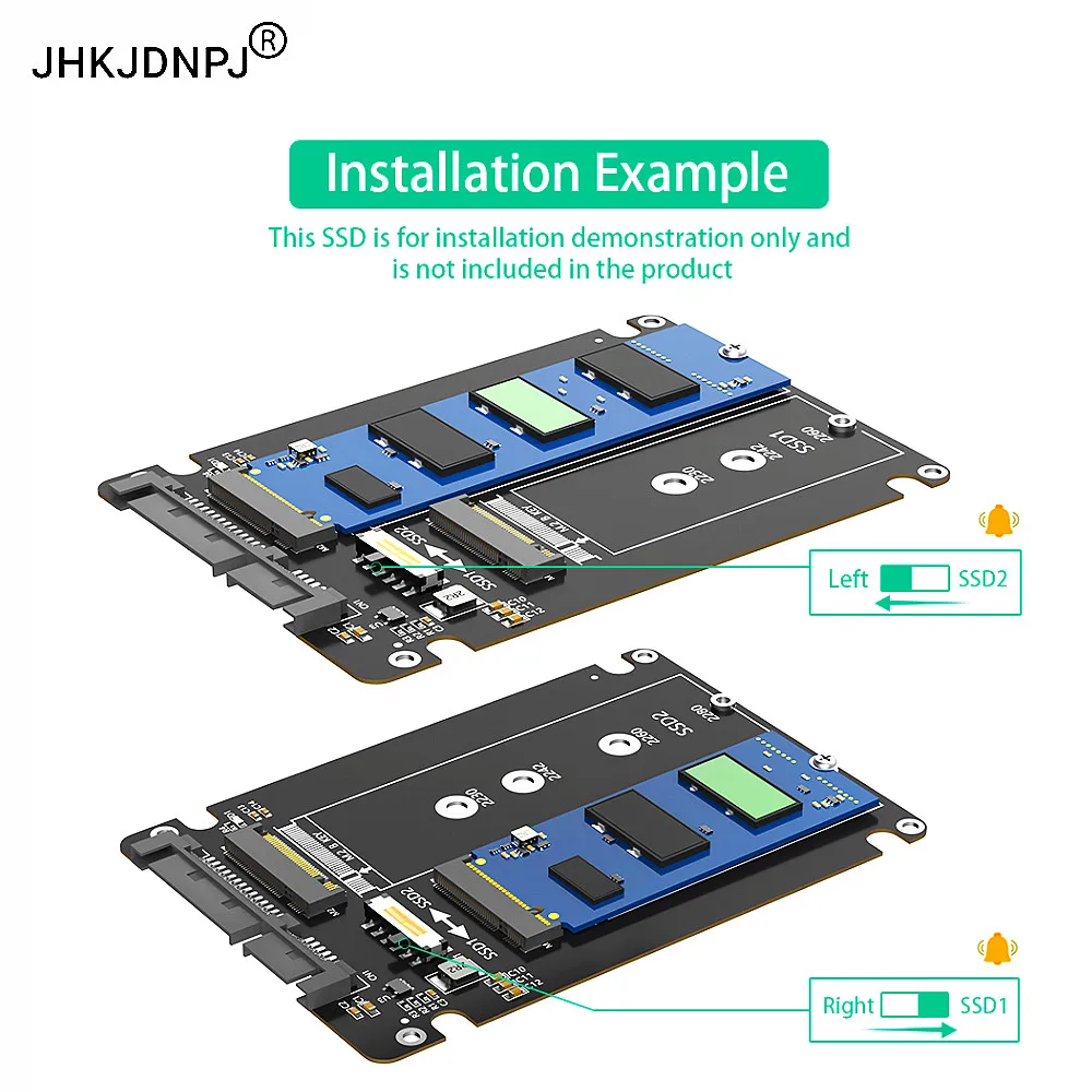 듀얼 M.2 B 키/B&M 키 SSD를 2.5인치 SATA III로 변환하는 플라스틱 케이스