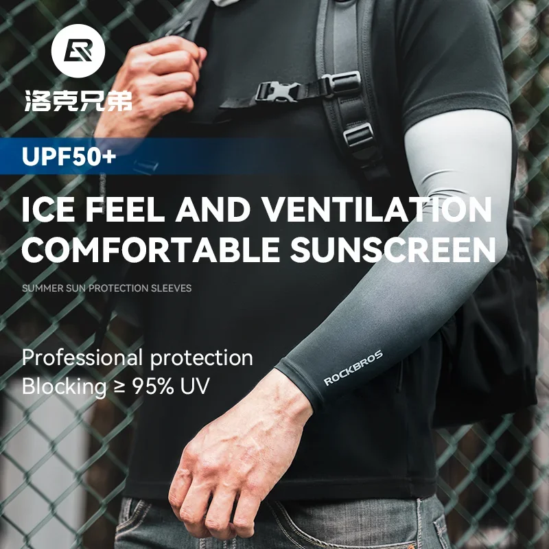 ROCKBROS Arm Sleeves Ice Silk Sports Cycling Arm Sleeves Cover Sun UV Protection Breathable Outdoor Running Fitness Equipment sun protection arm sleeves,arm sleeves,cooling arm sleeves