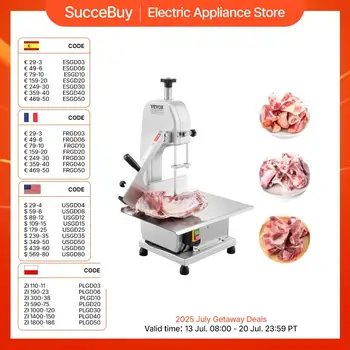 VEVOR Segaossa a Nastro Elettrica Commerciale per Carne 650W, Banco da Lavoro 315x460mm, Macchina per Tagliare Ossa da Banco Taglierina per Carne con Lama per Costolette di Maiale Uso Commerciale 1