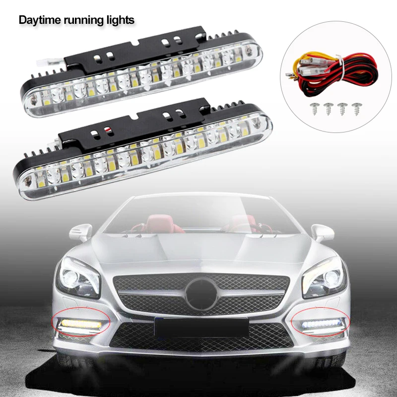 

2Pcs 12V LED Car Daytime Running Light DRL Driving Turn Signal Fog Lamp White Amber