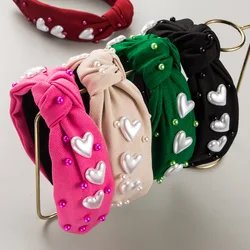 Trendy New Valentine's Day Headband Female Inlaid Love Pearl Beaded Personality All-Match Hair Accessories