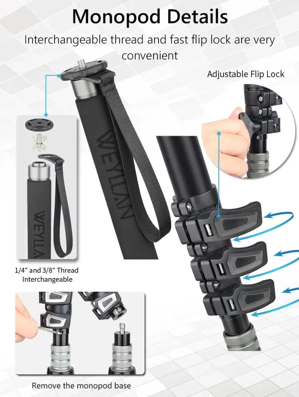KA7 Professional Video Monopod Kit Unipod and Fluid Head Travel Tripod Stand Tel