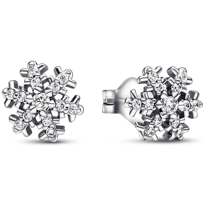 New 925 Sterling Silver Earring Snowflake Rectangular Halo Mask Herbarium Cluster Asymmetric Star Earring For Women Jewelry Gift