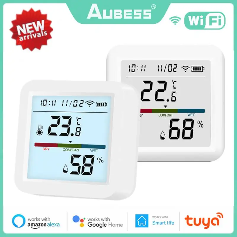 

Tuya WIFI Smart Temperature And Humidity Sensor Indoor Hygrometer Thermometer With Backlight LCD Display Support Alexa Google