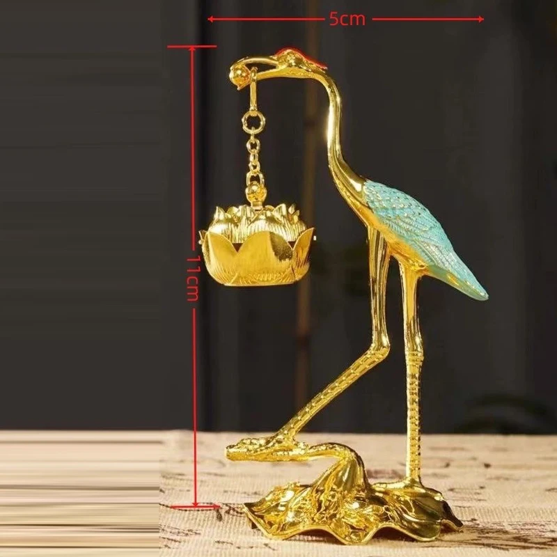Creative Mini Aromatherapy Incense Burner, Home Indoor Zen Tea Ceremony Decoration, Metal Crane Shape Small Hanging Furnace, 1Pc