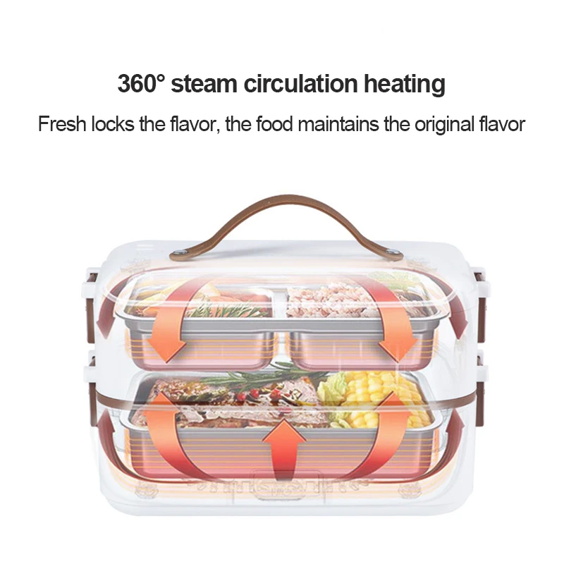 110V/220V Lunch Box Food Container Portable Electric Heating Insulation Dinnerware Food Storage Container Bento Lunch Box 5