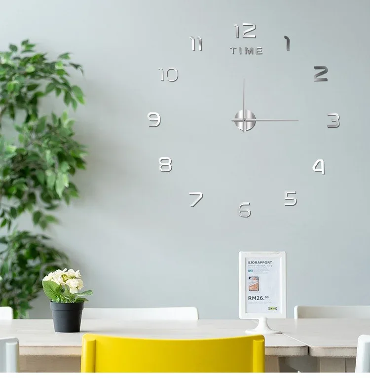 Large 3D DIY Clock Wall Acrylic Mirror Clocks Frameless Big Horloge Home Decoration for Living Room Bedroom reloj de pared 120cm wall clock