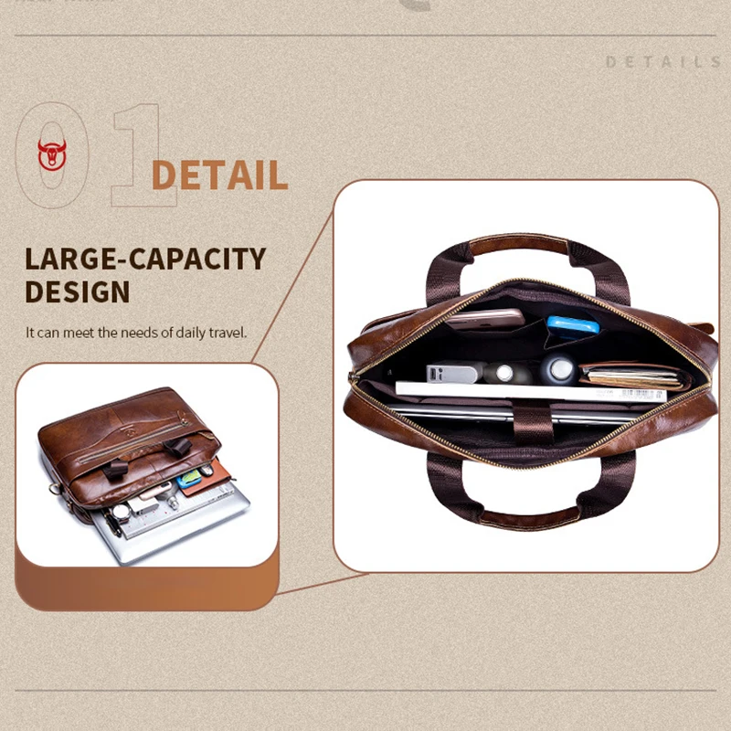 16" Vintage Leather Laptop Messenger Bag 4