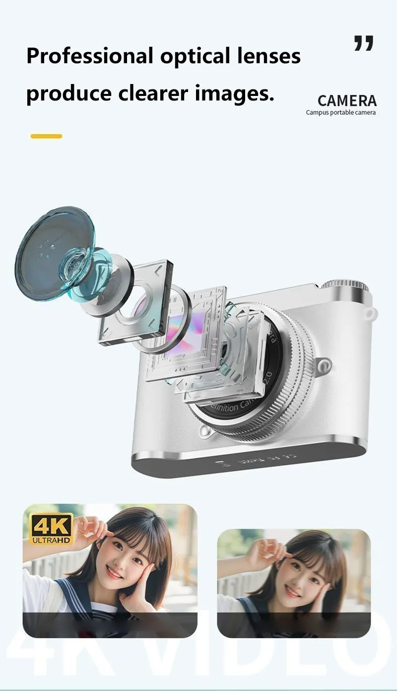 Digital 4k Ccd Camera 5mp Vintage Camcorder With 8x Zoom For Kids_voghion.com