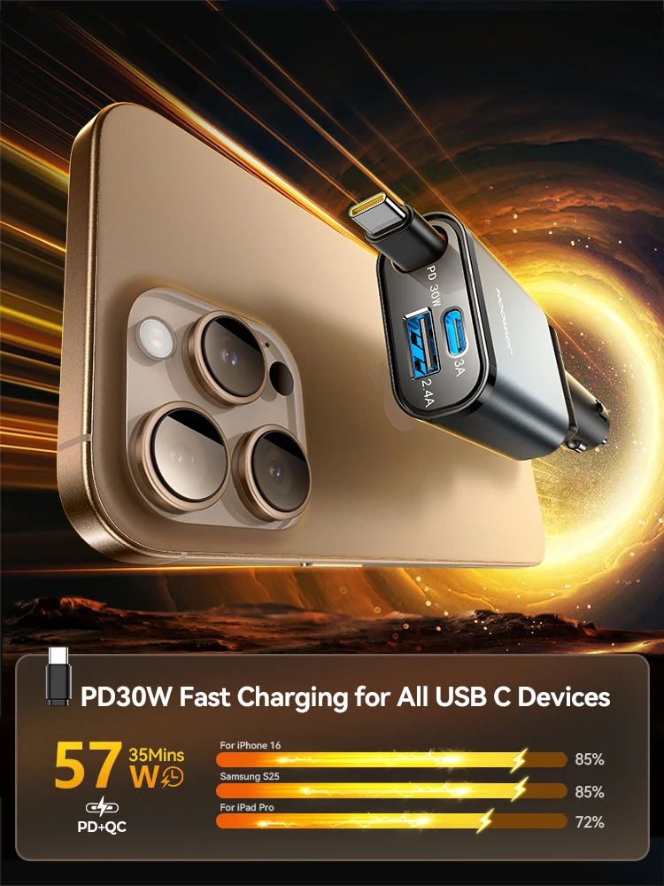 Joyroom Ultra-Slim 57W Car Charger USB C Fast Charging iPhone 16 15 14 13 12 Pro Max USB C Car Charger Adapter car charger car phone charger phone charger phone charger adapter