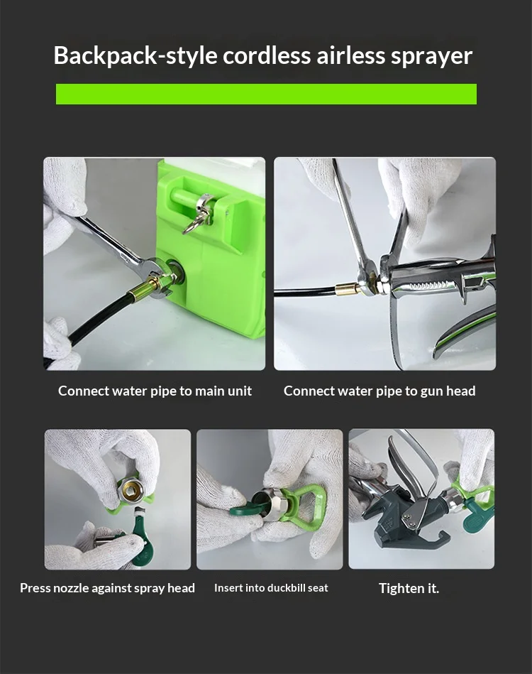 JH 500W Backpack Airless Paint Sprayer 15Mpa High Pressure & 6-Speed Control 1.4