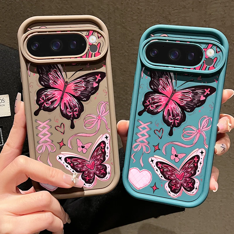 Pink Cartoon Butterfly Shockproof Soft TPU Phone Case